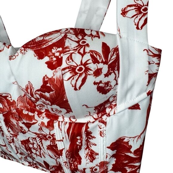 NWT Fashion Nova Telling Secrets Floral Corset Top White/Red size XS - Picture 4 of 10